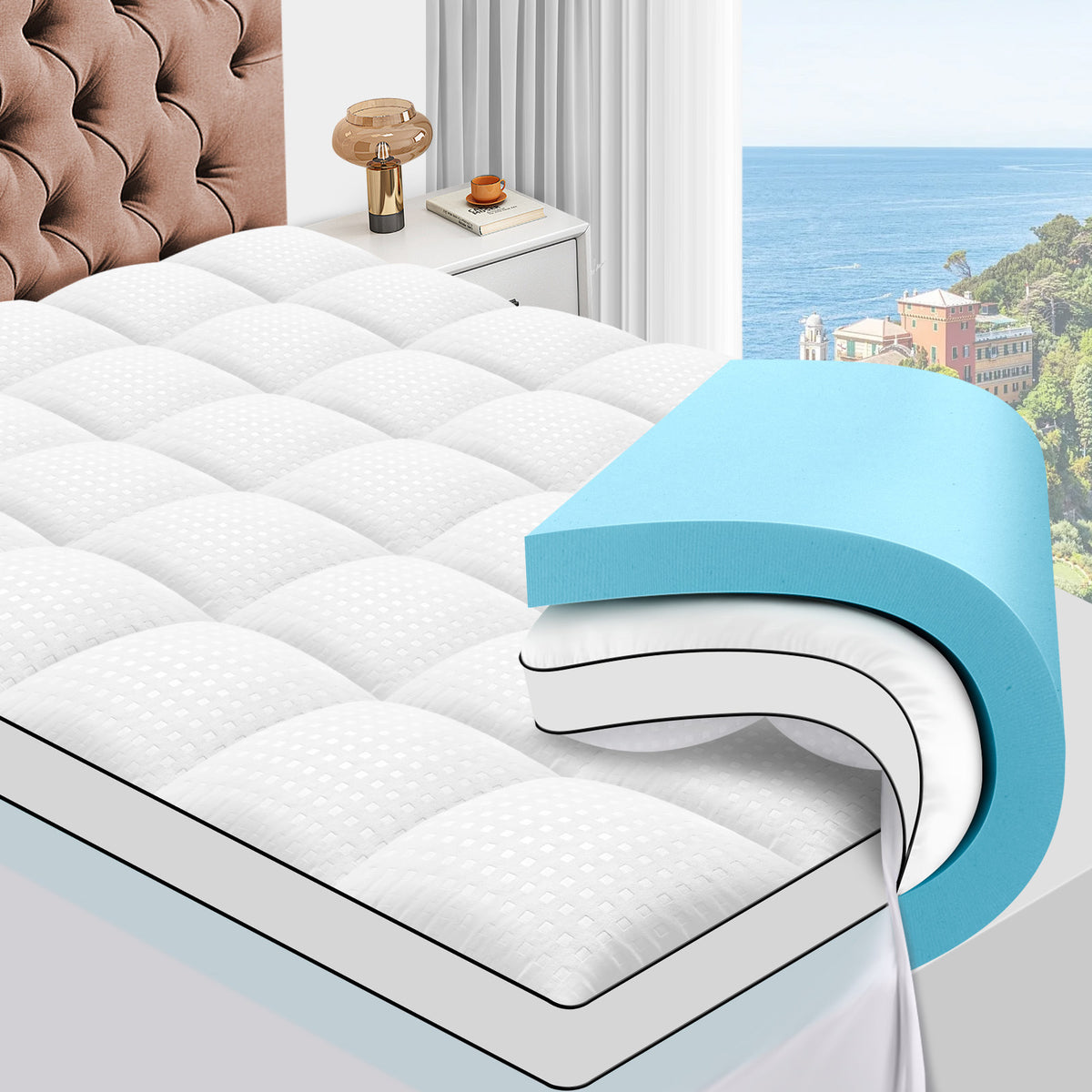 4-inch Dual Layer Memory Foam Mattress Topper