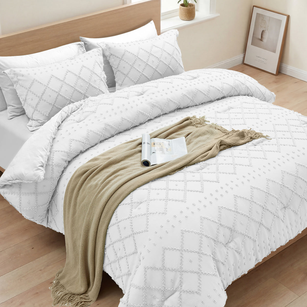 Tufted Boho 7 Pieces Reversible Bed in a Bag