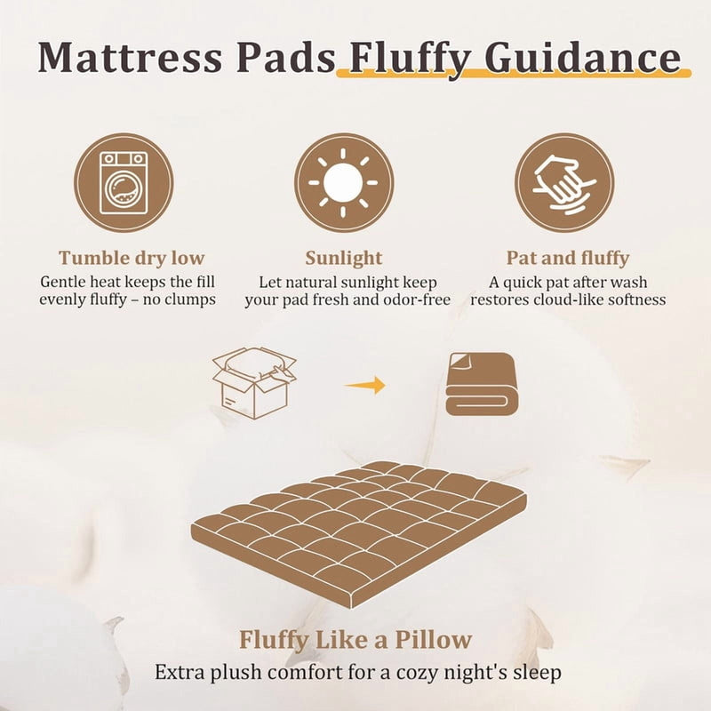 Vccoem Cooling Mattress Topper Queen White, Extra Thick Quilted Mattress Pad, Deep Pocket Fit, Breathable Plush Bed Topper, Hypoallergenic