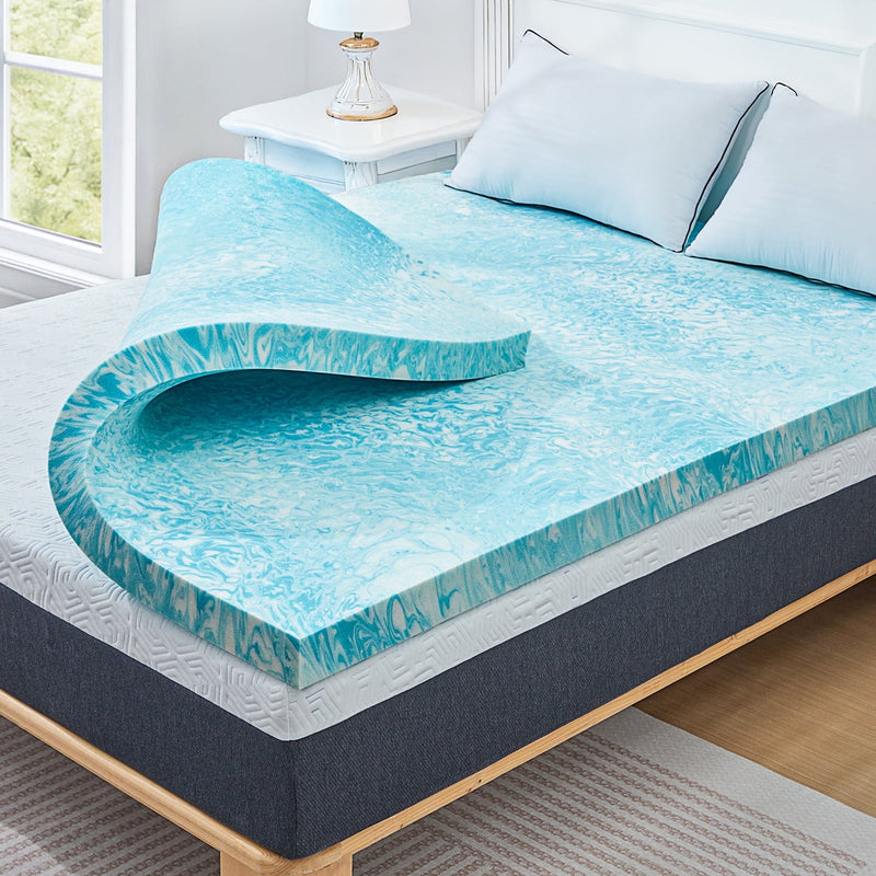 VCCOEM 3 Inch Gel-Infused Memory Foam Mattress Topper Queen Size Plush Cooling Topper for Pressure Relief & Body Support CertiPUR-US Certified