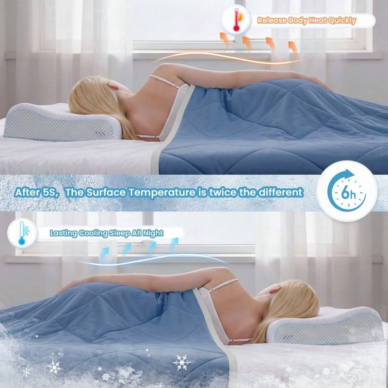 Vccoem Cooling Comforter Queen Size, Cooling Blanket for Hot Sleepers & Night Sweats, Lightweight Comforter for Summer with Dual-Sided Cool Tech, Soft Breathable Smooth Blanket, 90" x 90", Dark Blue
