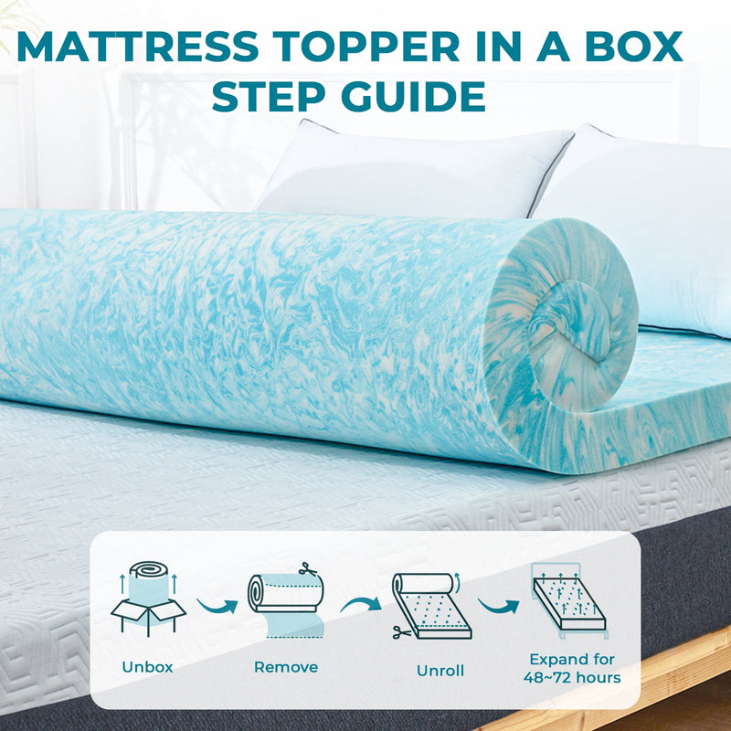VCCOEM 3 Inch Gel-Infused Memory Foam Mattress Topper Queen Size Plush Cooling Topper for Pressure Relief & Body Support CertiPUR-US Certified