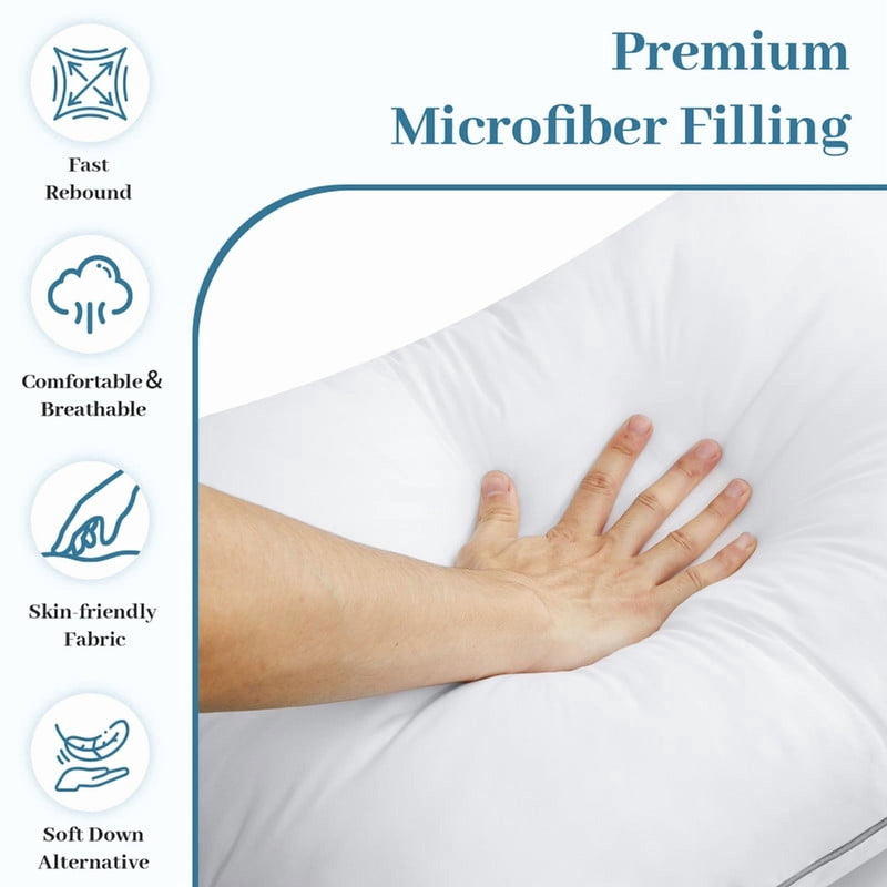 Vccoem Pillows Queen Size Set of 2, Bed Pillows for Side, Back and Stomach Sleepers, Super Soft Down Alternative Filling, Luxury Fluffy Hotel Quality and Machine Washable, 28 x 18 inches